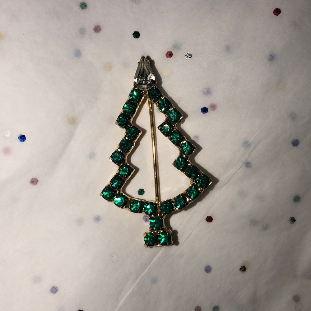 Crystal Christmas tree pin